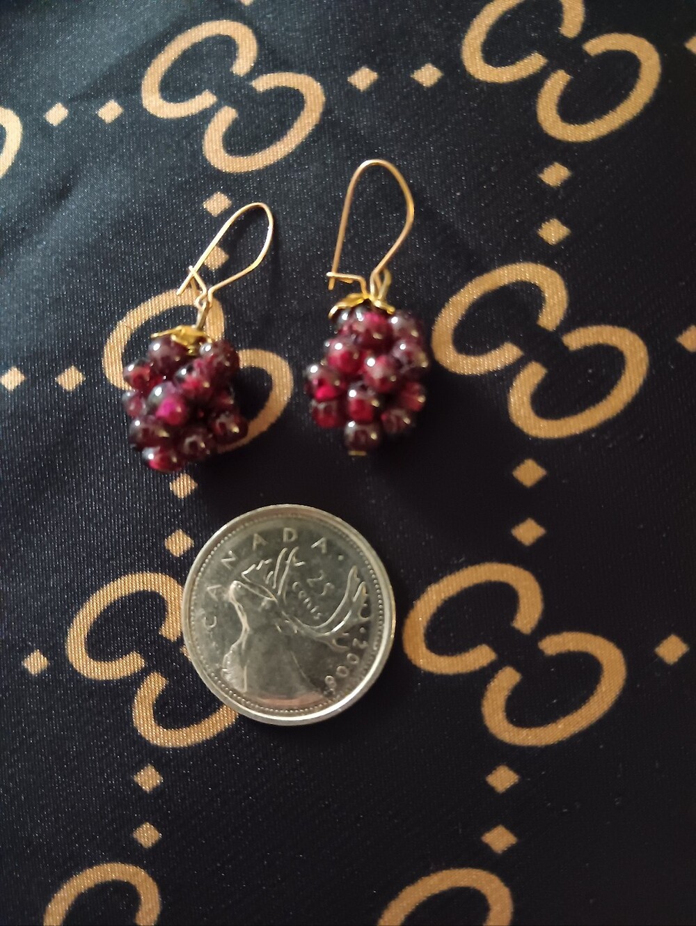 Vintage Garnet Grape Cluster Dangle Earings - Picture 3 of 3